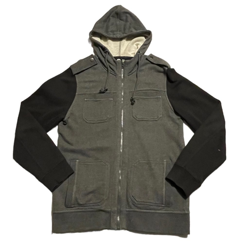 American Rag Men’s Gray and Black Hooded Jacket Size Medium